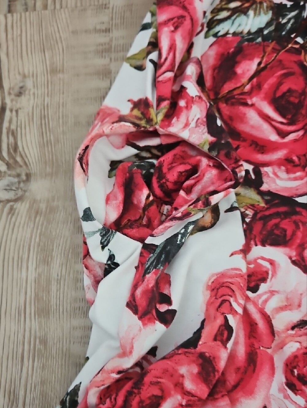 LuLaRoe Plus Size  Jessie Swing Dress White Dress with Pink Rose Motif - Picture 5 of 5